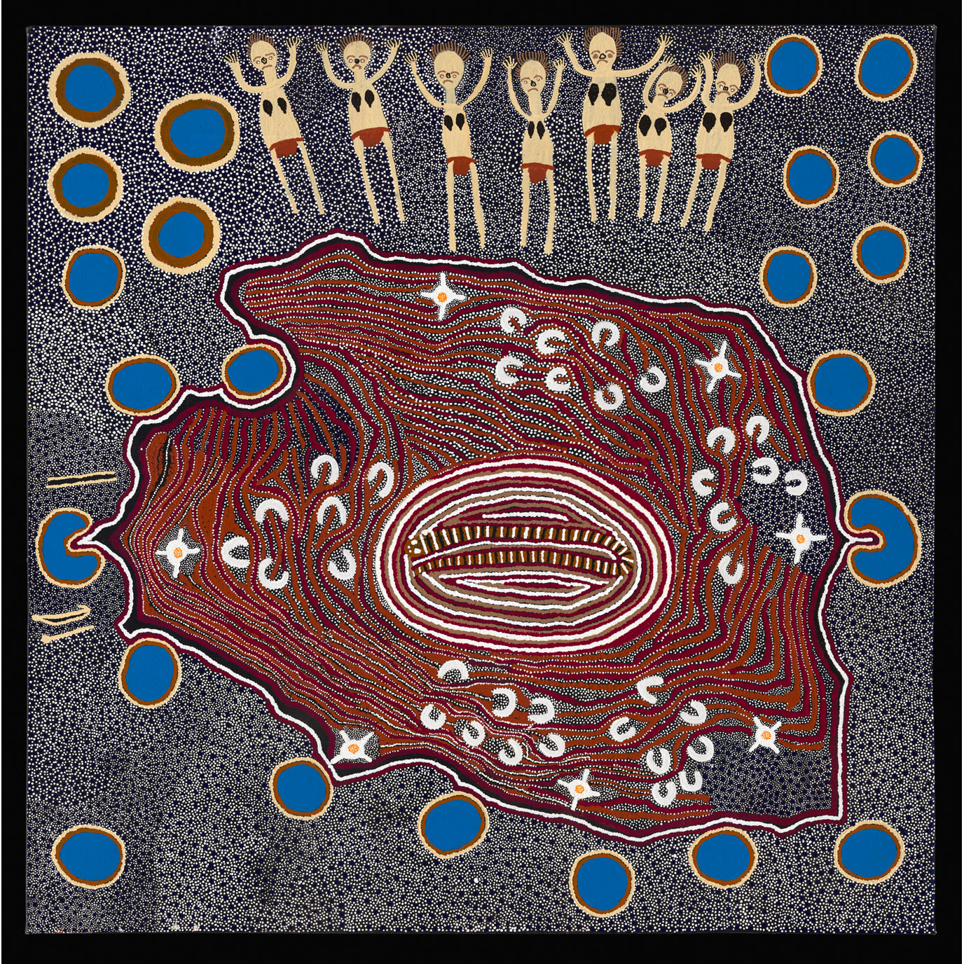 Kungkarrangkalpa (Seven Sisters) 2014 by Angilyiya Tjapiti Mitchell, Papulankutja Artists © the artist/Copyright Agency 2020 Image: National Museum of Australia