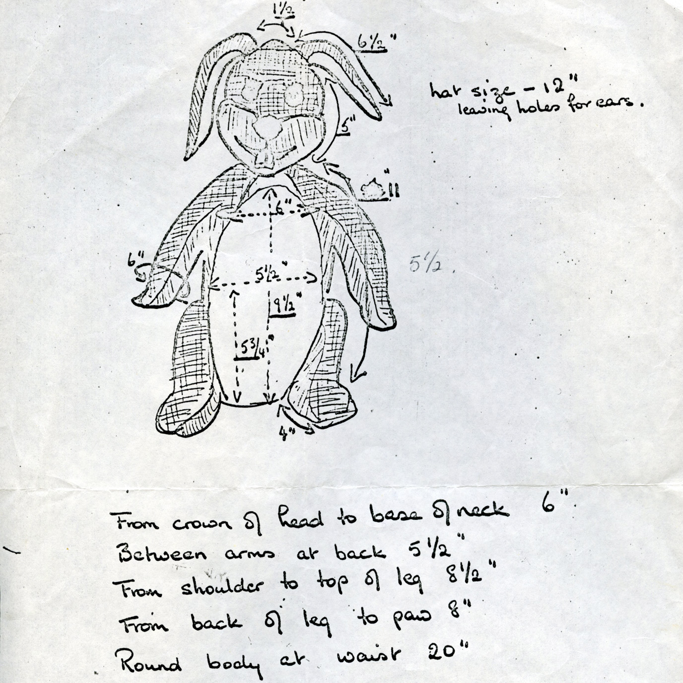 One of the original design drawings for Gus Honeybun