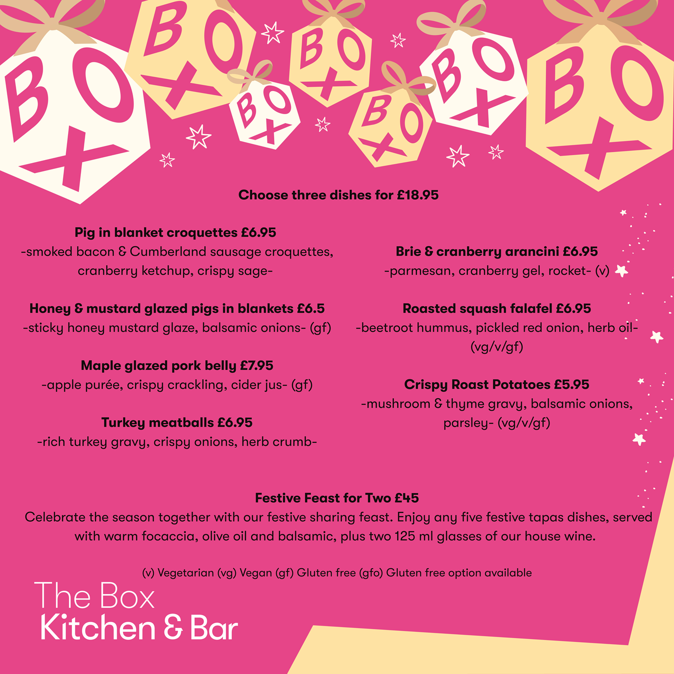 Festive tapas menu 2026