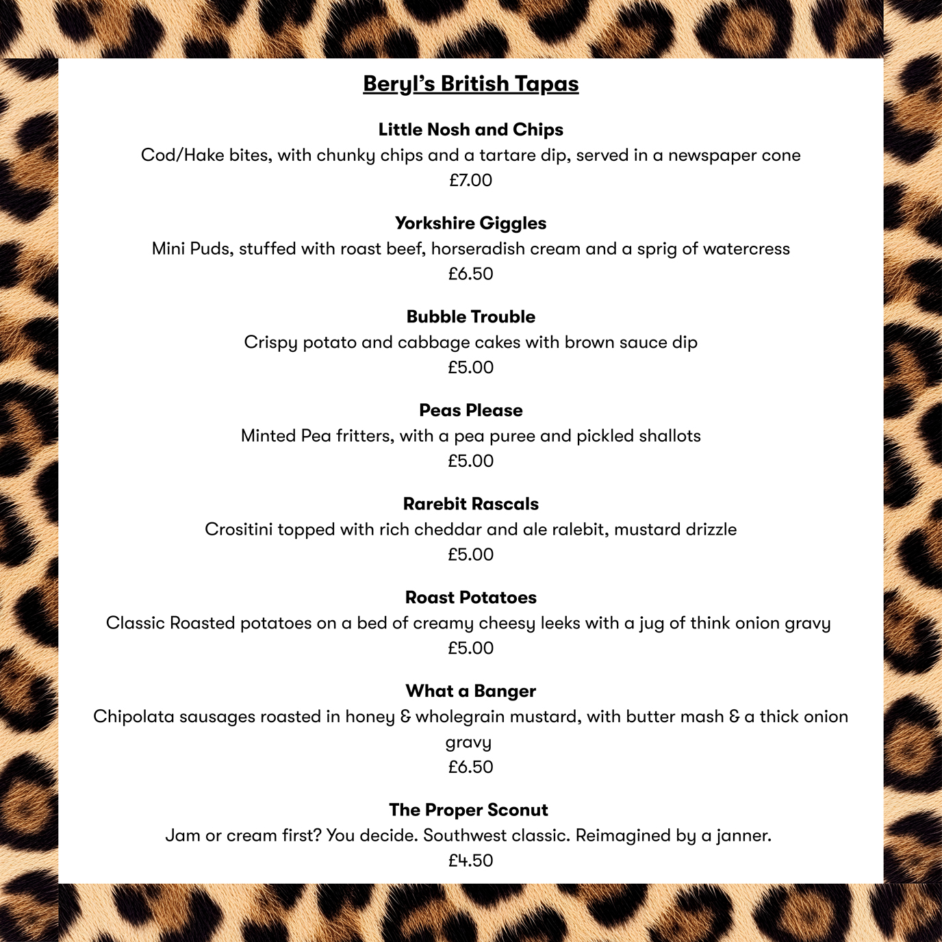 The Box Drag Night Menu