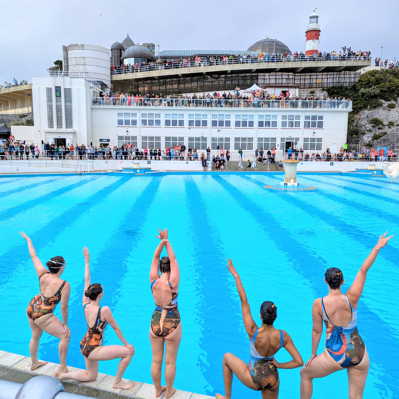 Synchronised swimmers at Tinside Lido for Hello Sailor, 5 July 2025