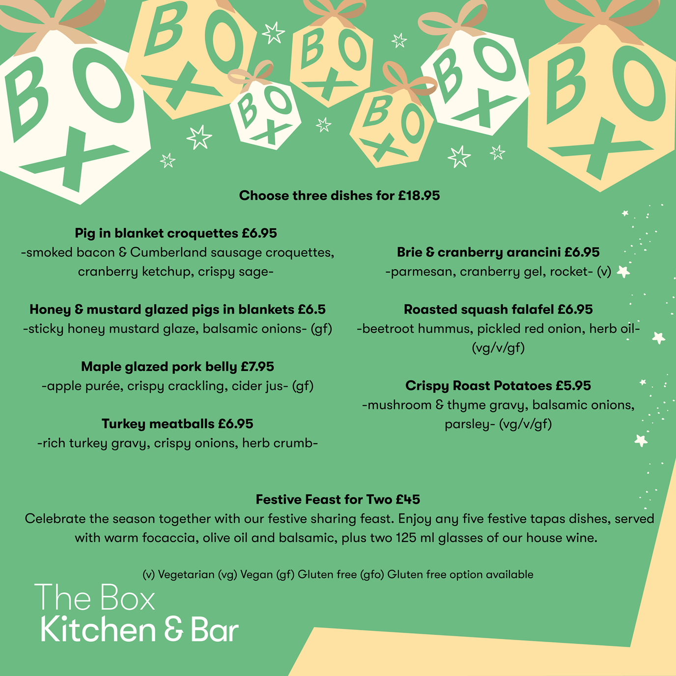 Festive tapas menu 2026