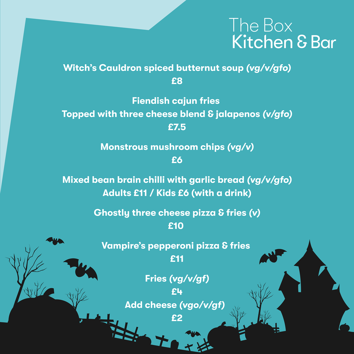 The Box Kitchen & Bar Halloween 2026 Menu