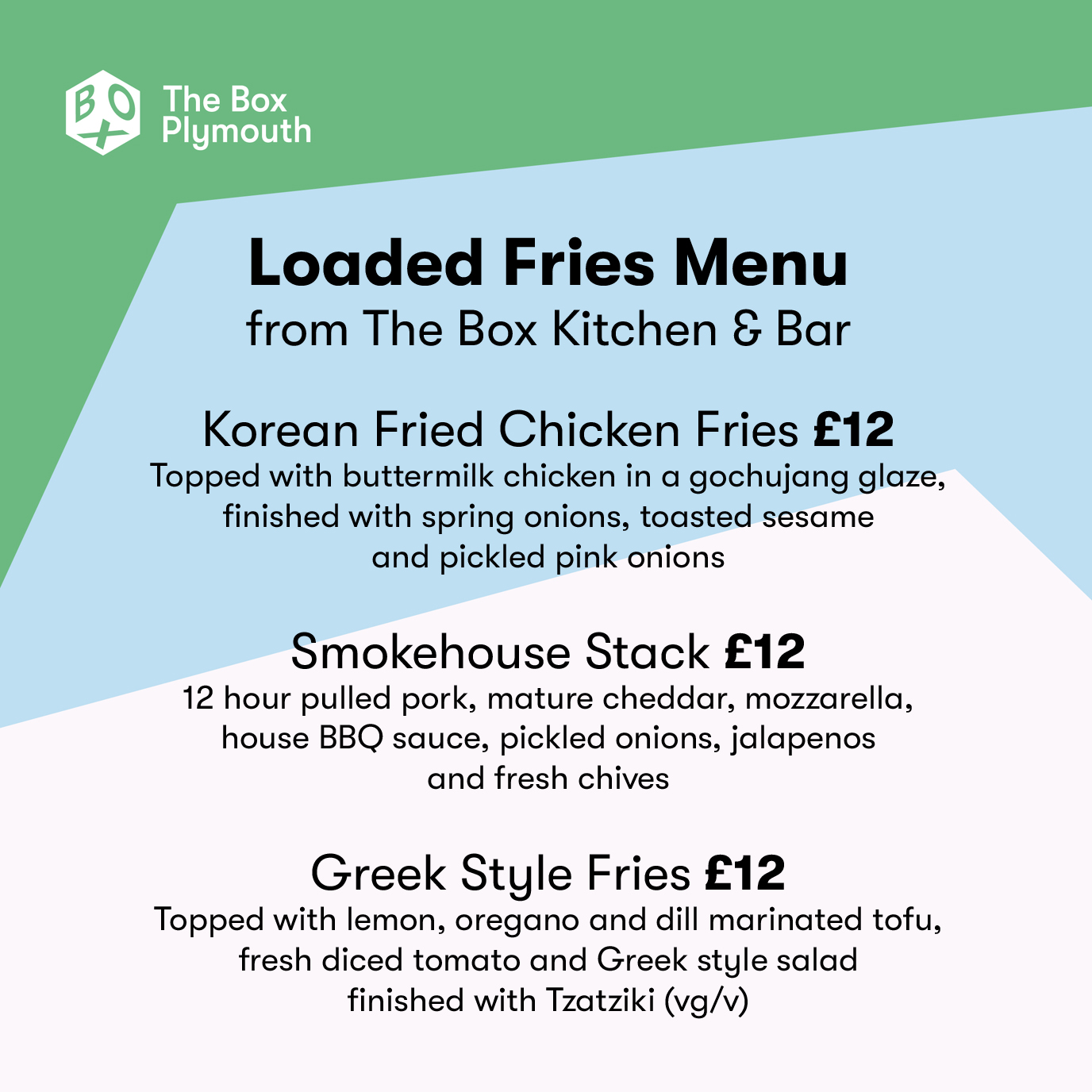The Box K&B loaded fries menu